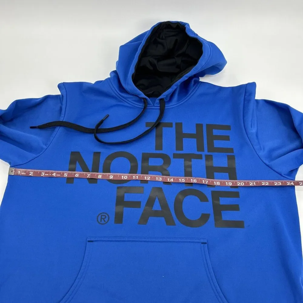 The North Face Hoodie Men XL‎ Blue Pullover Pocket Big Logo Fleece Sweatshirt